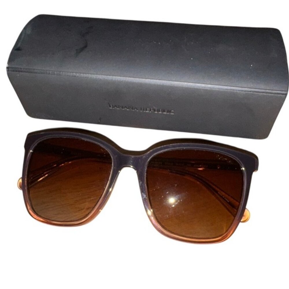 Banana Republic Womens Polarized Square‎ Sunglasses BR 2003/S DQ2LA Black Amber